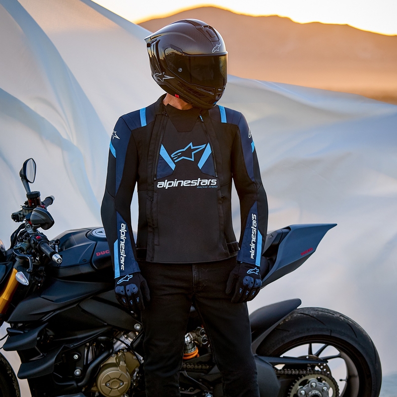 Μπουφάν μοτοσικλέτας Alpinestars T-Stunt Air μαύρο-μπλε-σιέλ
