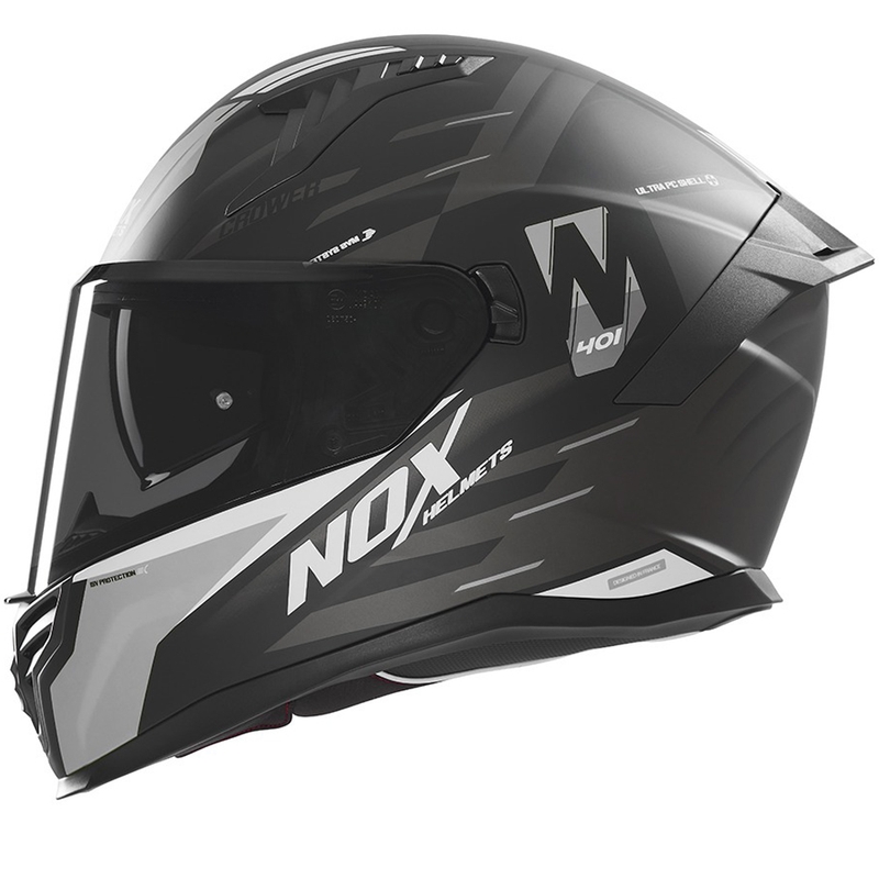 Κράνος μοτοσικλέτας NOX N401 Crower full-face μαύρο-ασημί ματ
