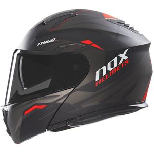 Αναδιπλούμενο κράνος μοτοσυκλέτας NOX N968 Ultra ματ μαύρο-κόκκινο