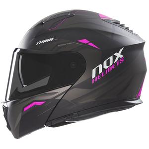 Αναδιπλούμενο κράνος μοτοσυκλέτας NOX N968 Ultra ματ μαύρο-ροζ