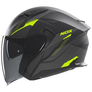 Κράνος μοτοσυκλέτας ανοιχτής όψης NOX N130 Myst ματ μαύρο-fluo κίτρινο
