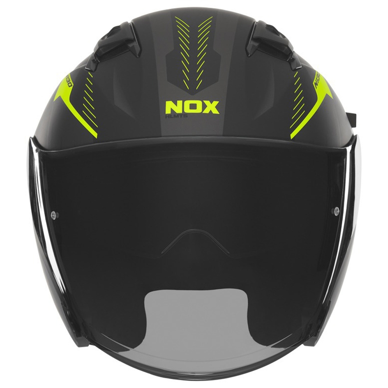 Κράνος μοτοσυκλέτας ανοιχτής όψης NOX N130 Myst ματ μαύρο-fluo κίτρινο
