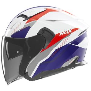 Κράνος μοτοσυκλέτας ανοιχτής όψης NOX N130 Myst λευκό-μπλε-κόκκινο