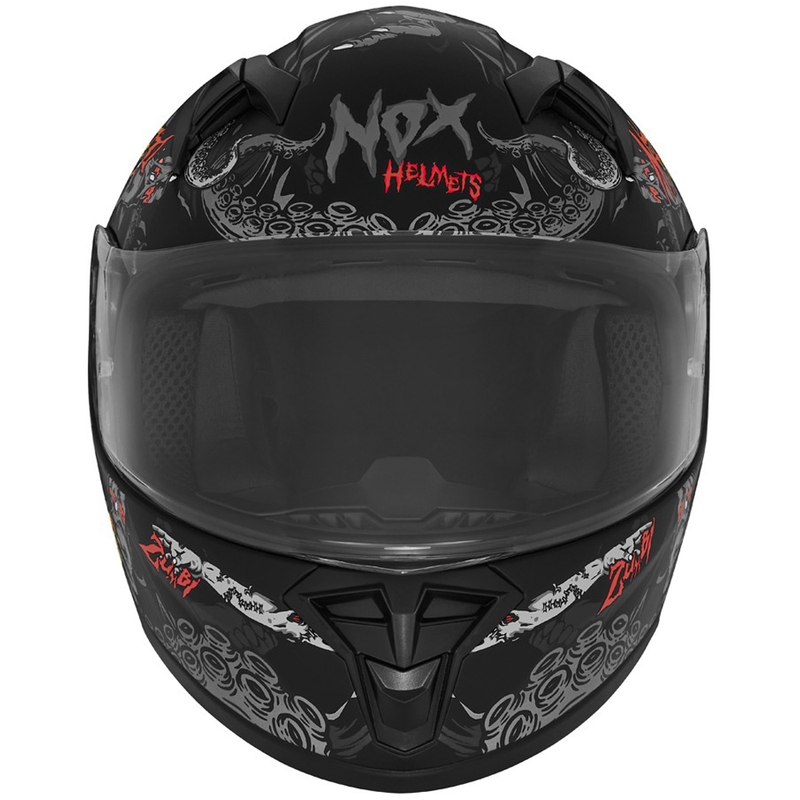 Παιδικό κράνος μοτοσυκλέτας full-face NOX N731 ZUMBI ματ μαύρο-κόκκινο