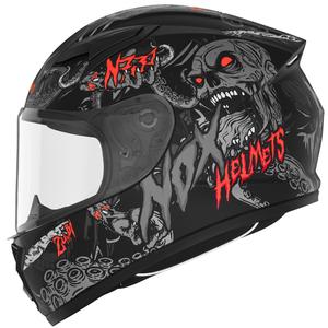 Παιδικό κράνος μοτοσυκλέτας full-face NOX N731 ZUMBI ματ μαύρο-κόκκινο
