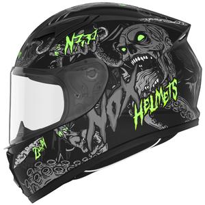Παιδικό κράνος μοτοσικλέτας full-face NOX N731 ZUMBI ματ μαύρο-πράσινο