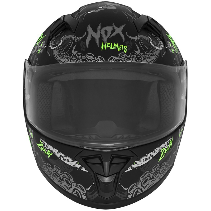Παιδικό κράνος μοτοσικλέτας full-face NOX N731 ZUMBI ματ μαύρο-πράσινο