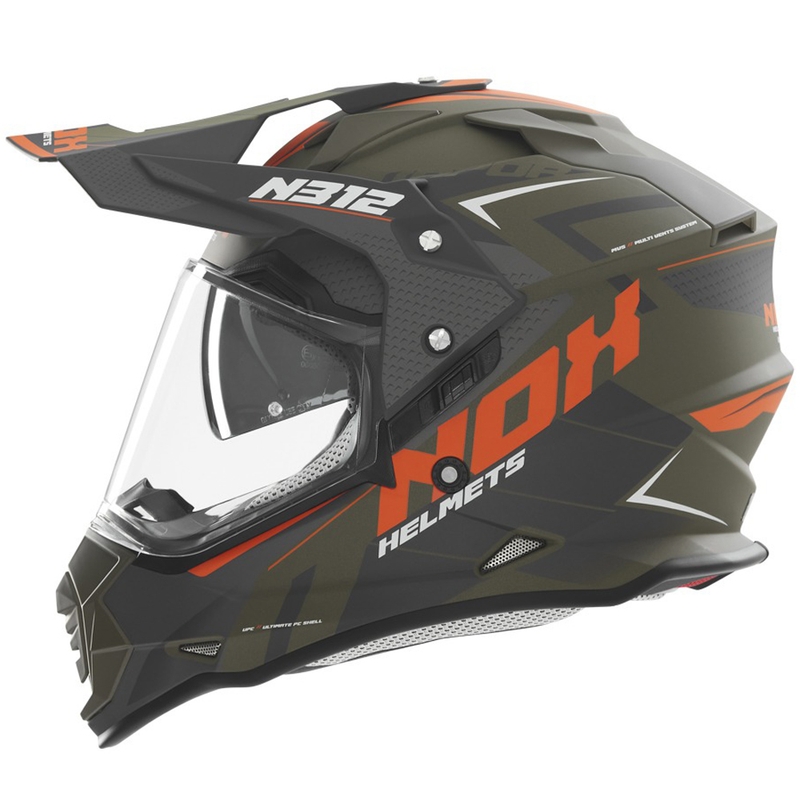 Enduro κράνος μοτοσικλέτας NOX N312 Vapor matt khaki-orange