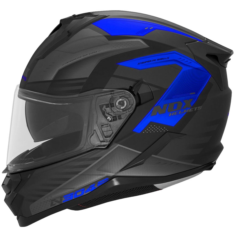 Κράνος μοτοσικλέτας full-face NOX N304S CARVER ματ μαύρο-μπλε