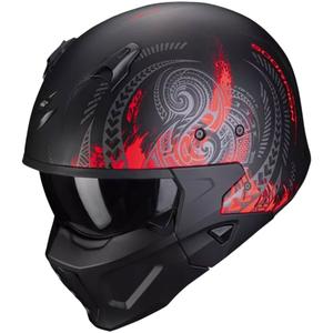 Ανοιχτό κράνος με μάσκα SCORPION COVERT-X TATTOO ματ μαύρο-κόκκινο