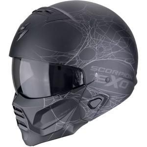 Αρθρωτό κράνος μοτοσικλέτας Scorpion EXO-COMBAT II SPIDERWEB ματ μαύρο-ασημί