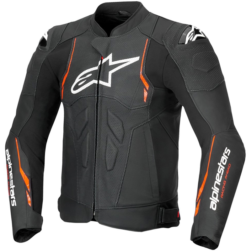 Δερμάτινο μπουφάν μοτοσικλέτας Alpinestars Dusk Airflow μαύρο-fluo κόκκινο