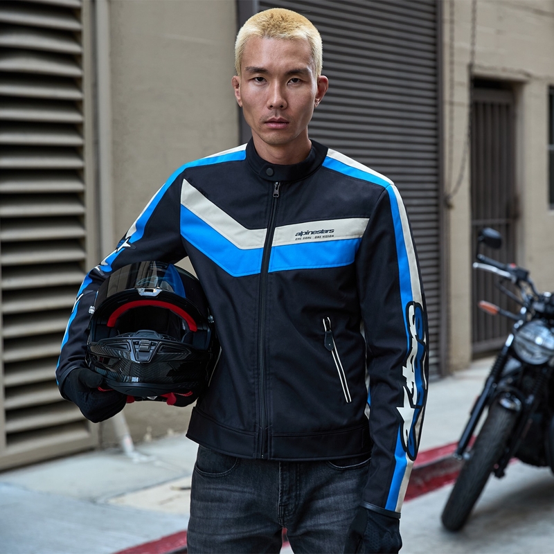 Alpinestars T-Dyno Water Resistant μπουφάν μοτοσικλέτας μαύρο-μπλε-μπεζ