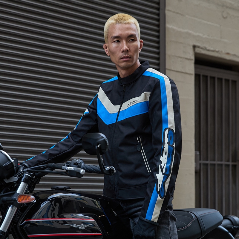 Alpinestars T-Dyno Water Resistant μπουφάν μοτοσικλέτας μαύρο-μπλε-μπεζ