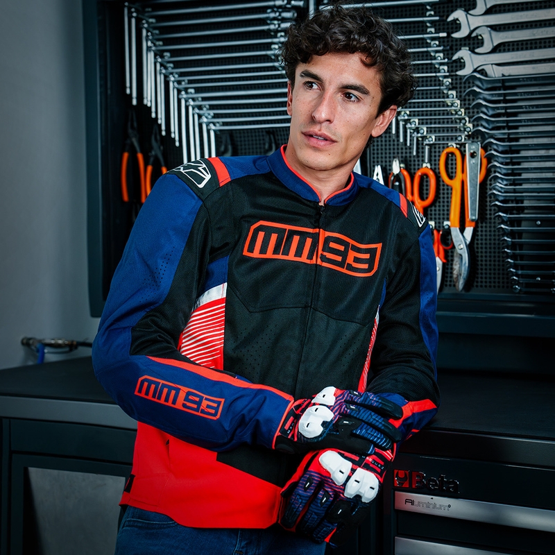 Alpinestars T-SPS Air V2 MM93 μπουφάν μοτοσικλέτας, συλλογή fluo, κόκκινο-μπλε-μαύρο-άσπρο
