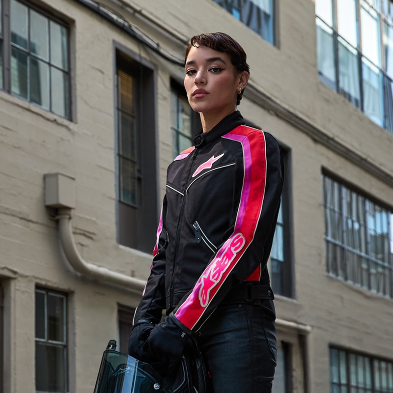 Alpinestars Stella T-Dyno Αδιάβροχο γυναικείο μπουφάν μοτοσικλέτας Μαύρο-Κόκκινο-Ροζ