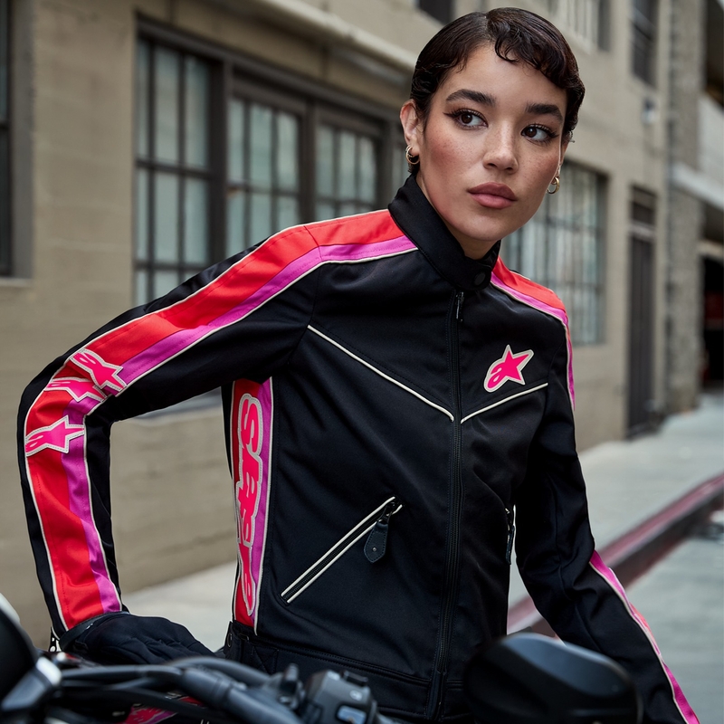 Alpinestars Stella T-Dyno Αδιάβροχο γυναικείο μπουφάν μοτοσικλέτας Μαύρο-Κόκκινο-Ροζ