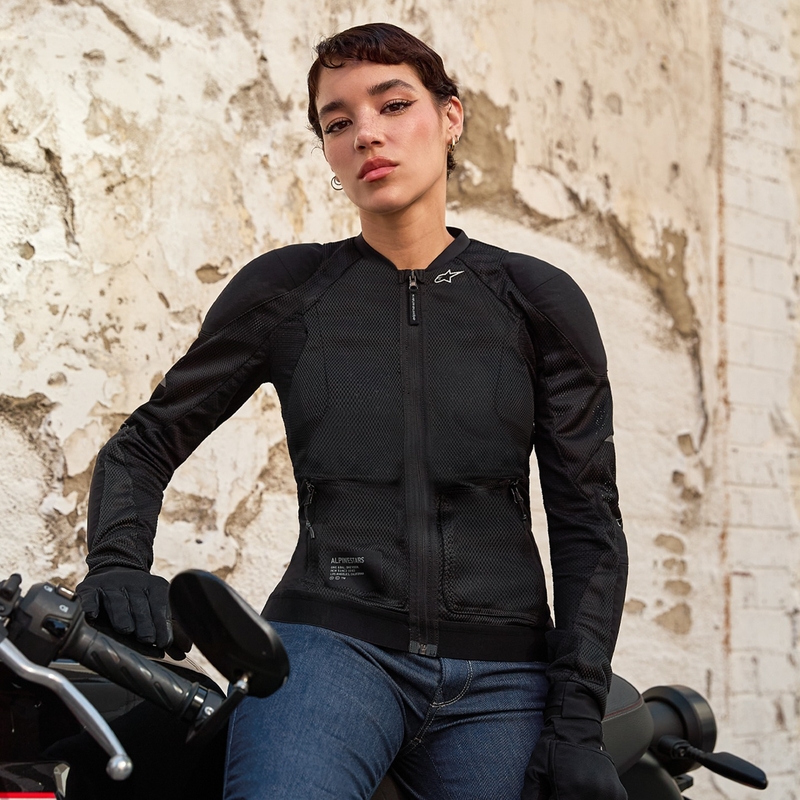 Γυναικείο μπουφάν μοτοσικλέτας Alpinestars STELLA TROOP-AIR μαύρο-μαύρο