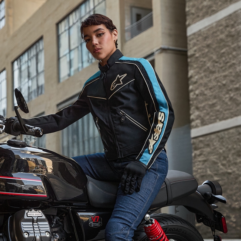 Γυναικείο μπουφάν μοτοσικλέτας Alpinestars STELLA T-DYNO AIR μαύρο-γαλάζιο-μπεζ