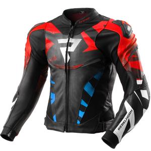 Kožená bunda na motorku Rebelhorn Inferno černo-modro-bílo-červená