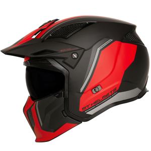 Κράνος ανοιχτού προσώπου με μάσκα MT Streetfighter SV S TWIN C5 μαύρο-κόκκινο με προσωπίδα ιριδίου