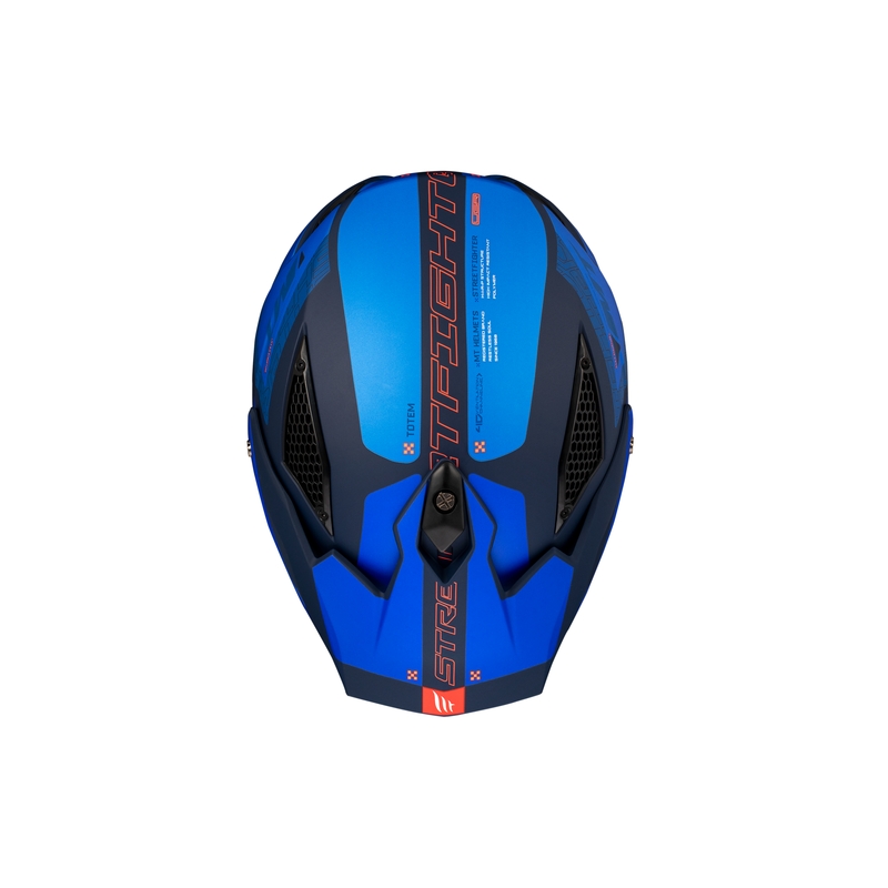 Κράνος ανοιχτού προσώπου με μάσκα MT Streetfighter SV Totem C17 λευκό-μπλε με προσωπίδα ιριδίου