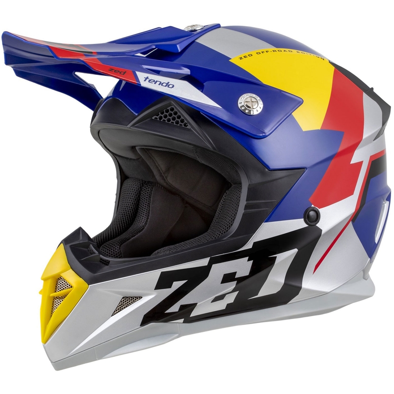Κράνος Motocross ZED X1.9 Tendo μαργαριτάρι μπλε-κόκκινο-κίτρινο-ασημί