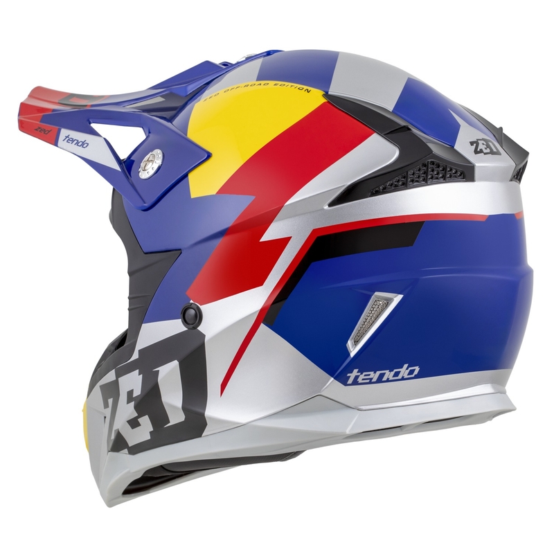 Κράνος Motocross ZED X1.9 Tendo μαργαριτάρι μπλε-κόκκινο-κίτρινο-ασημί