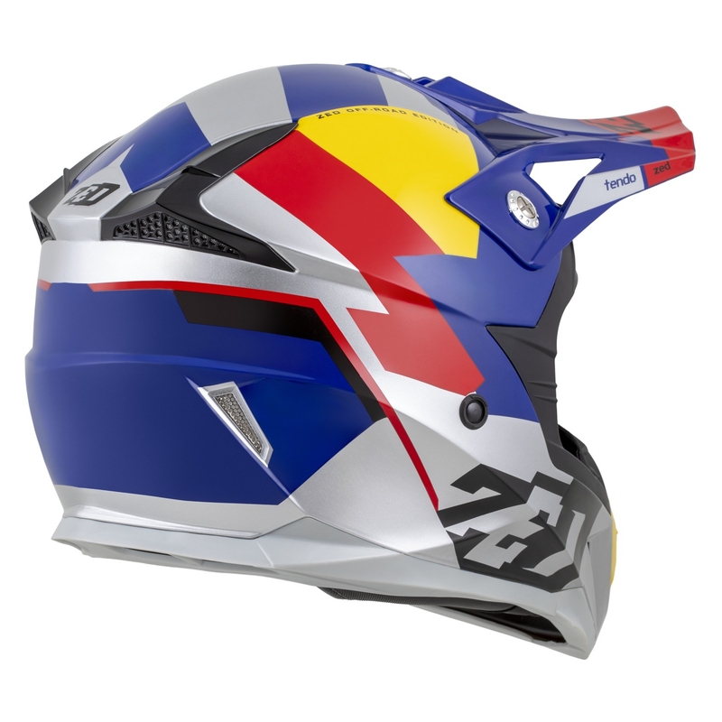 Κράνος Motocross ZED X1.9 Tendo μαργαριτάρι μπλε-κόκκινο-κίτρινο-ασημί