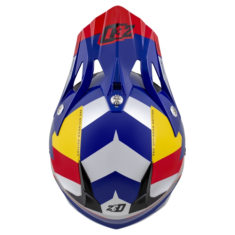 Κράνος Motocross ZED X1.9 Tendo μαργαριτάρι μπλε-κόκκινο-κίτρινο-ασημί