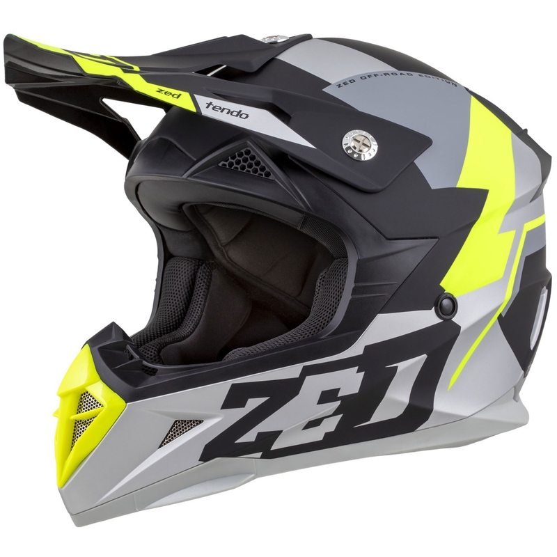 Κράνος Motocross ZED X1.9 Tendo ματ μαύρο-σκούρο γκρι-ανοιχτό γκρι-fluo κίτρινο
