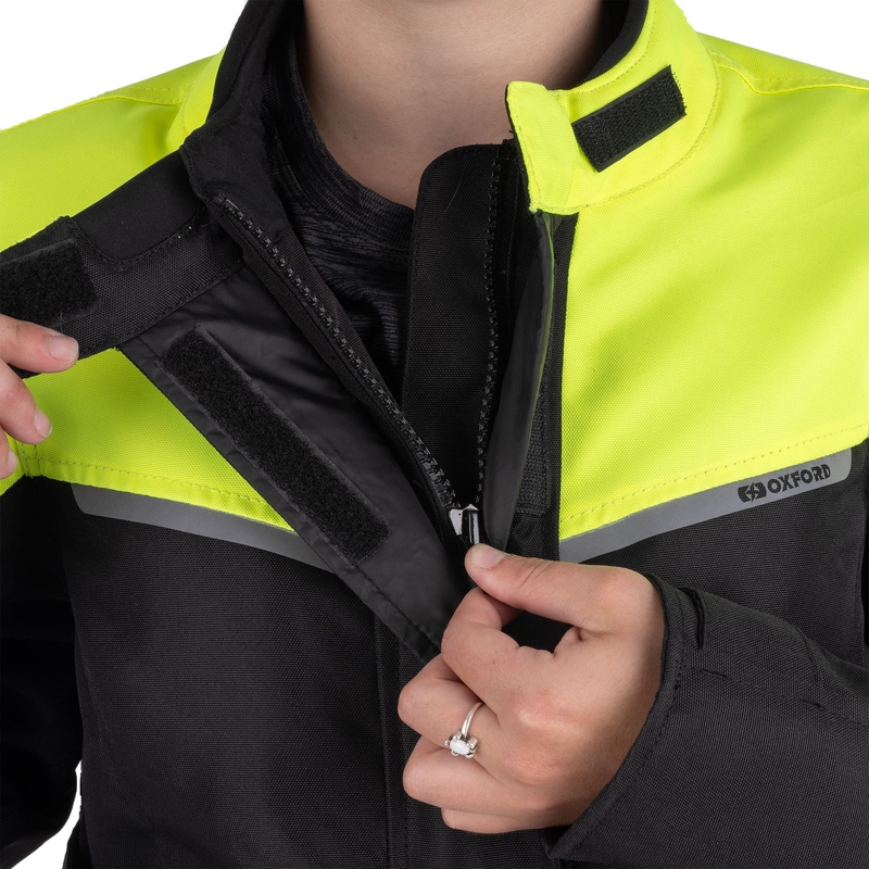 Γυναικείο μπουφάν μοτοσικλέτας Oxford Spartan Long WP μαύρο-fluo κίτρινο