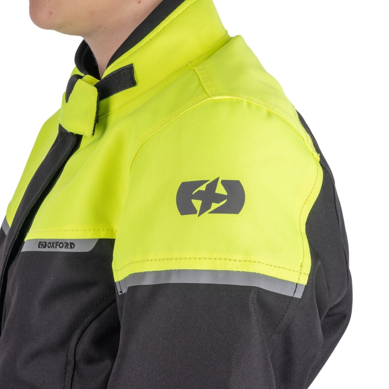 Γυναικείο μπουφάν μοτοσικλέτας Oxford Spartan Long WP μαύρο-fluo κίτρινο
