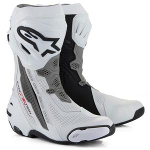 Μπότες Μοτοσικλέτας Alpinestars Supertech R με Αερισμό Λευκό-Ανοιχτό Γκρι-Μαύρο