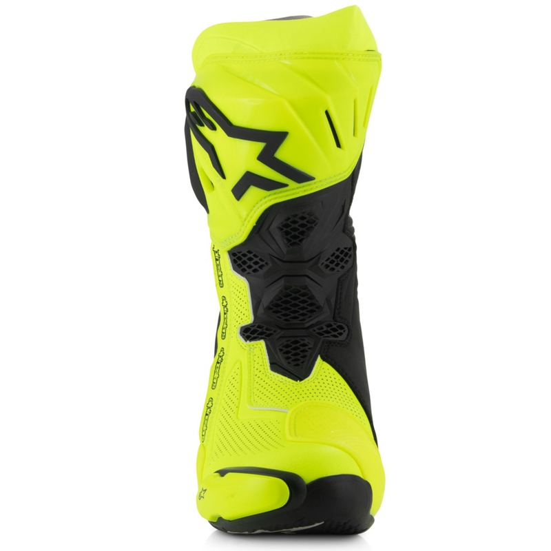 Μπότες μοτοσικλέτας Alpinestars Supertech R με αεριζόμενους αεραγωγούς, φθορίζον κίτρινο-μαύρο