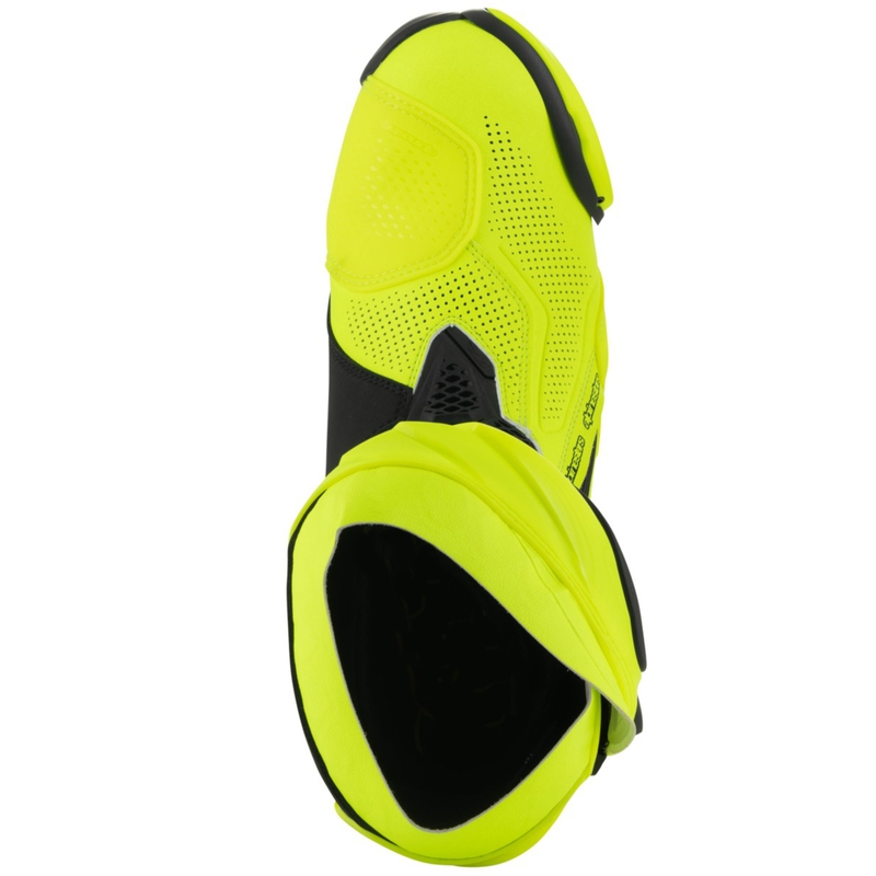 Μπότες μοτοσικλέτας Alpinestars Supertech R με αεριζόμενους αεραγωγούς, φθορίζον κίτρινο-μαύρο