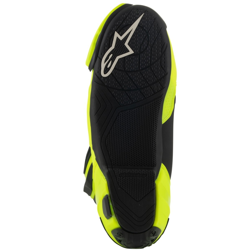 Μπότες μοτοσικλέτας Alpinestars Supertech R με αεριζόμενους αεραγωγούς, φθορίζον κίτρινο-μαύρο