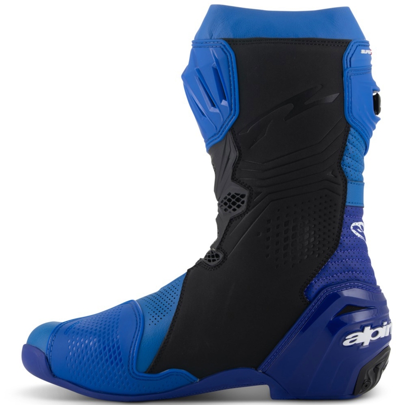 Μπότες μοτοσικλέτας Alpinestars Supertech R με αεριζόμενους αεραγωγούς, μπλε-μαύρες