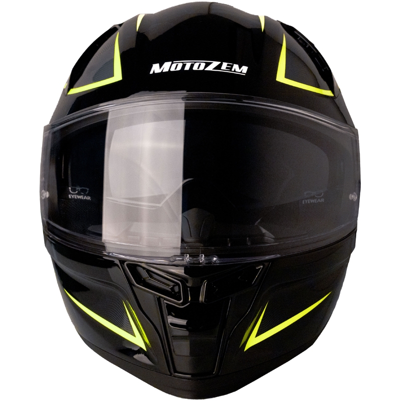 Κράνος μοτοσικλέτας MotoZem Guardian full-face μαύρο-κίτρινο - II. ποιότητα