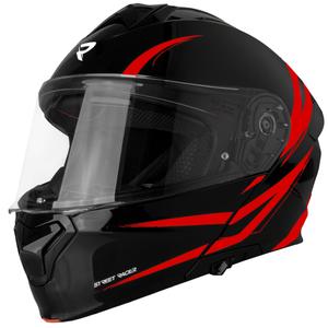 Street Racer Fury μαύρο και κόκκινο flip-up κράνος μοτοσικλέτας - II. ποιότητα