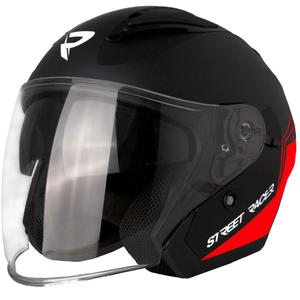 Κράνος μοτοσικλέτας ανοιχτού τύπου Street Racer Sonic ματ μαύρο-κόκκινο - II. ποιότητα