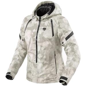 Γυναικείο μπουφάν μοτοσικλέτας Revit Flare 3 H2O camo γκρι και λευκό