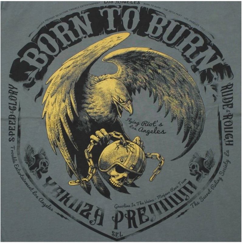 Μπλούζα Yakuza Premium Born To Burn Flying Riots Los Angeles σε λαδί χρώμα