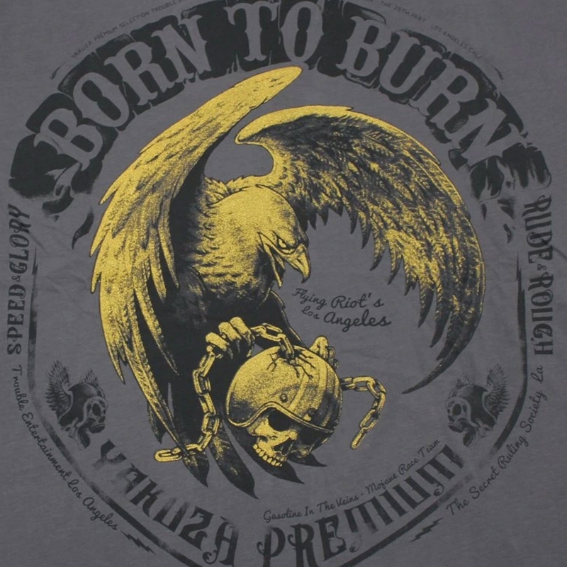 Μπλούζα Yakuza Premium Born To Burn Flying Riots Los Angeles σκούρο γκρι