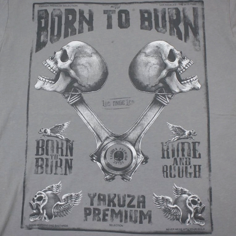 Μπλούζα Yakuza Premium Rude and Rough Born to Burn - γκρι Los Angeles