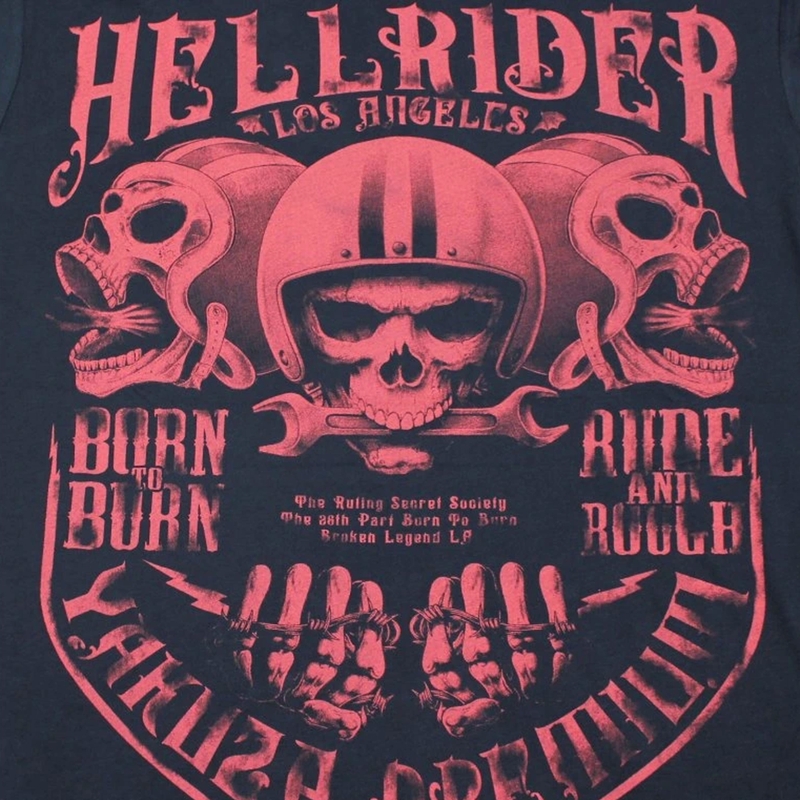 Μπλουζάκι Yakuza Premium Hell Rider - Born to Burn σκούρο μπλε
