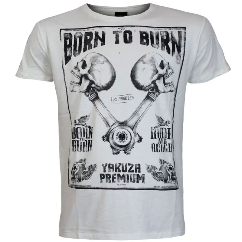 Μπλούζα Yakuza Premium Rude and Rough Born to Burn - λευκό Los Angeles