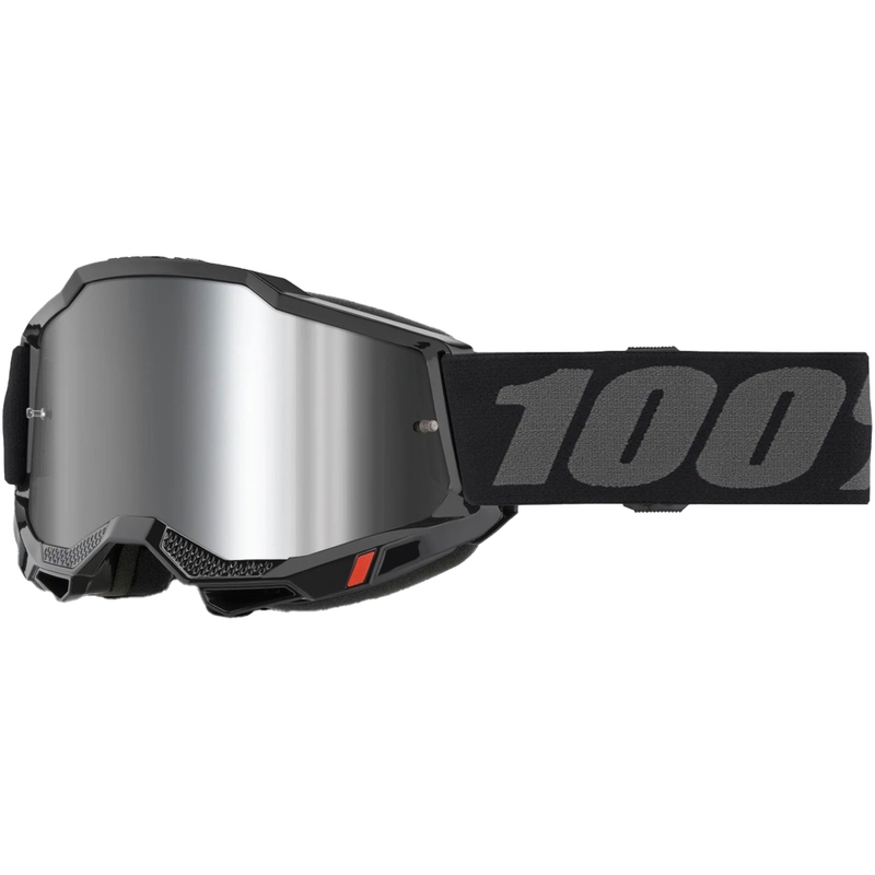 Παιδικά γυαλιά motocross 100% Accuri 2 Junior μαύρα με ασημί πλεξιγκλάς