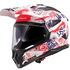 Κράνος μοτοσικλέτας Enduro LS2 MX702 Pioneer II Fantasy λευκό-κόκκινο-μπλε
