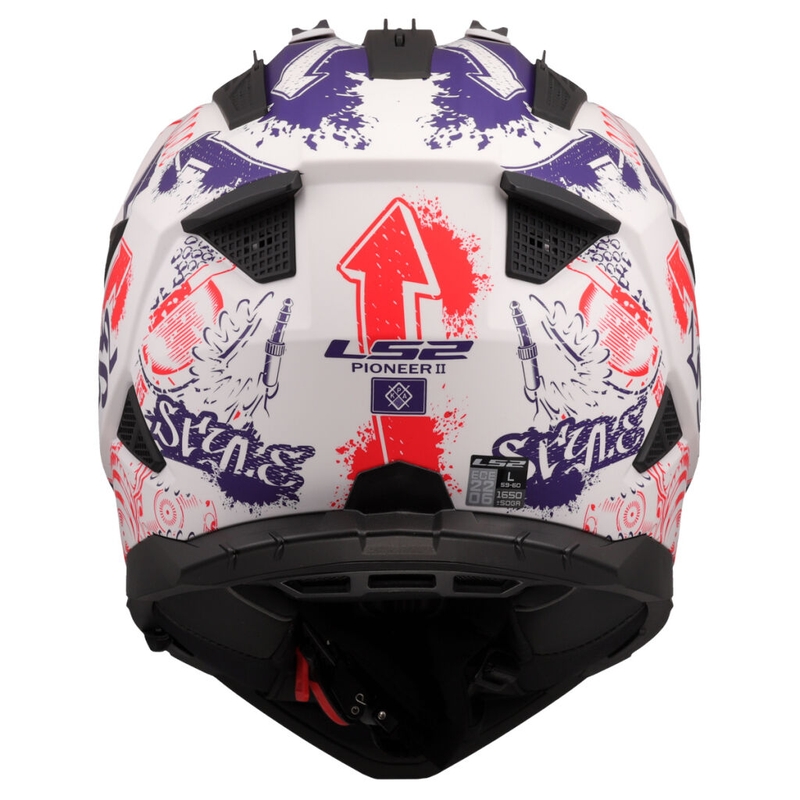 Κράνος μοτοσικλέτας Enduro LS2 MX702 Pioneer II Fantasy λευκό-κόκκινο-μπλε